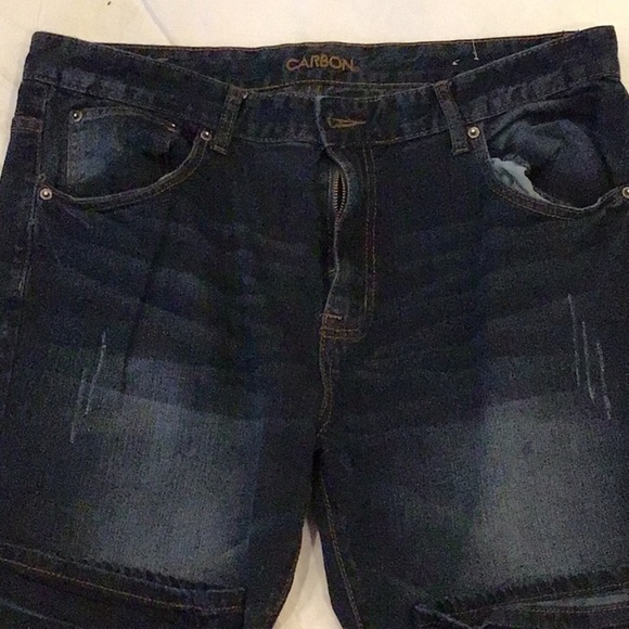 Carbon Relaxed Straight Flex Dar Blue Denim Jeans Size 36/32 - Picture 2 of 5